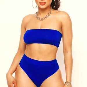 2pc bandeu bikini high waist